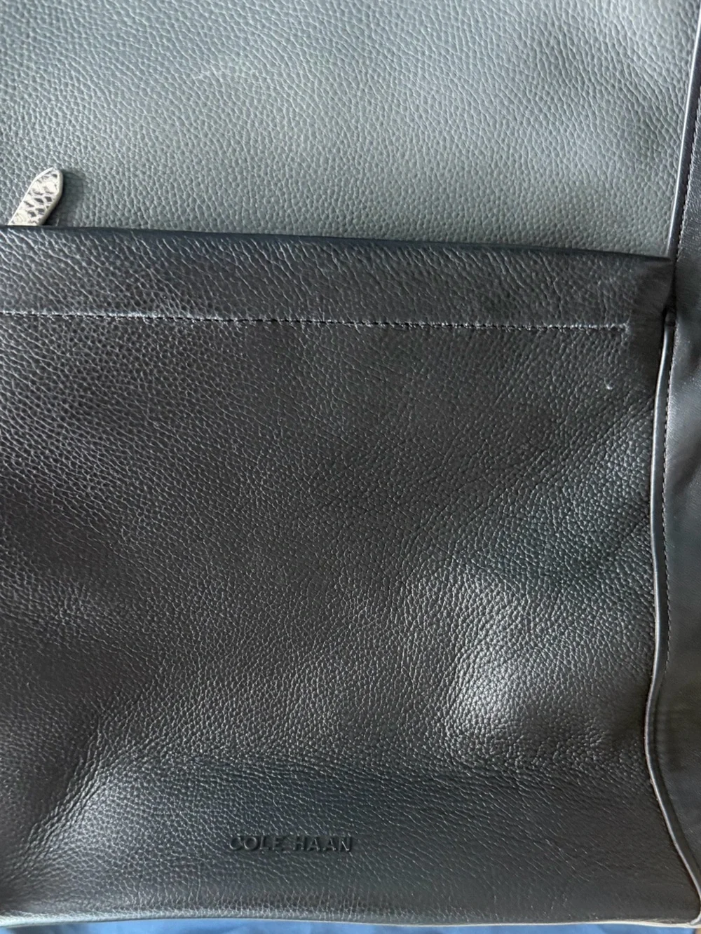 Cole Haan Black & Snake-Print Leather Tote Backpack with Dust Bag